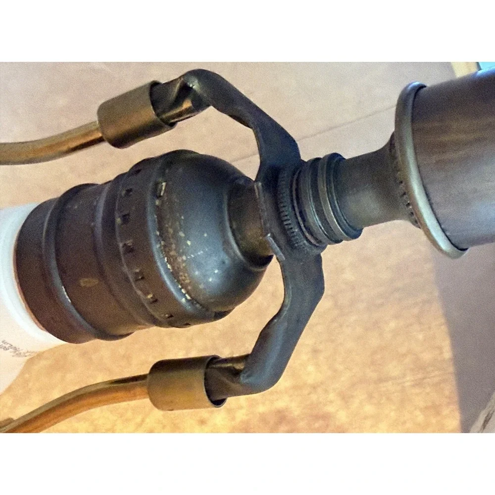 Vintage Brass‎ Leviton Candlestick Lamp With Amber Shade